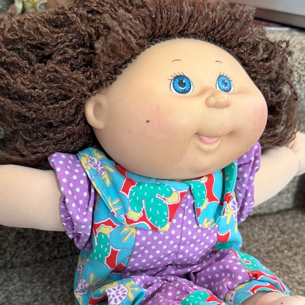 Cabbage Patch Kid 1991 Krinkle Hair Purple Polka Dot Outfit - Picture 14 of 16